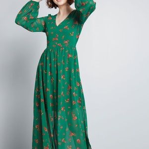 Blissful Beginnings Bright green ModCloth maxi dress